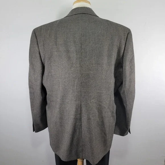 Hart Schaffner Marx Men's Sport‎ Coat Blazer Flannel Houndstooth Soft Wool 46L